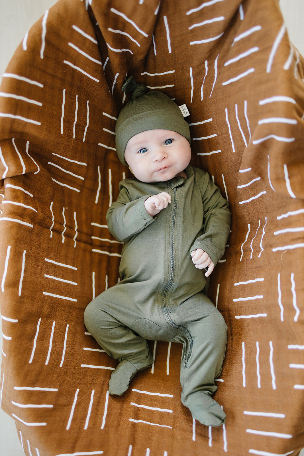 Olive Bamboo Newborn Knot Hat - 95% Organic Cotton