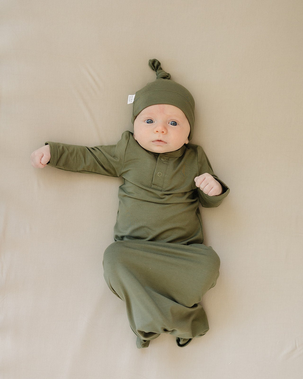 Olive Bamboo Newborn Knot Hat - 95% Organic Cotton