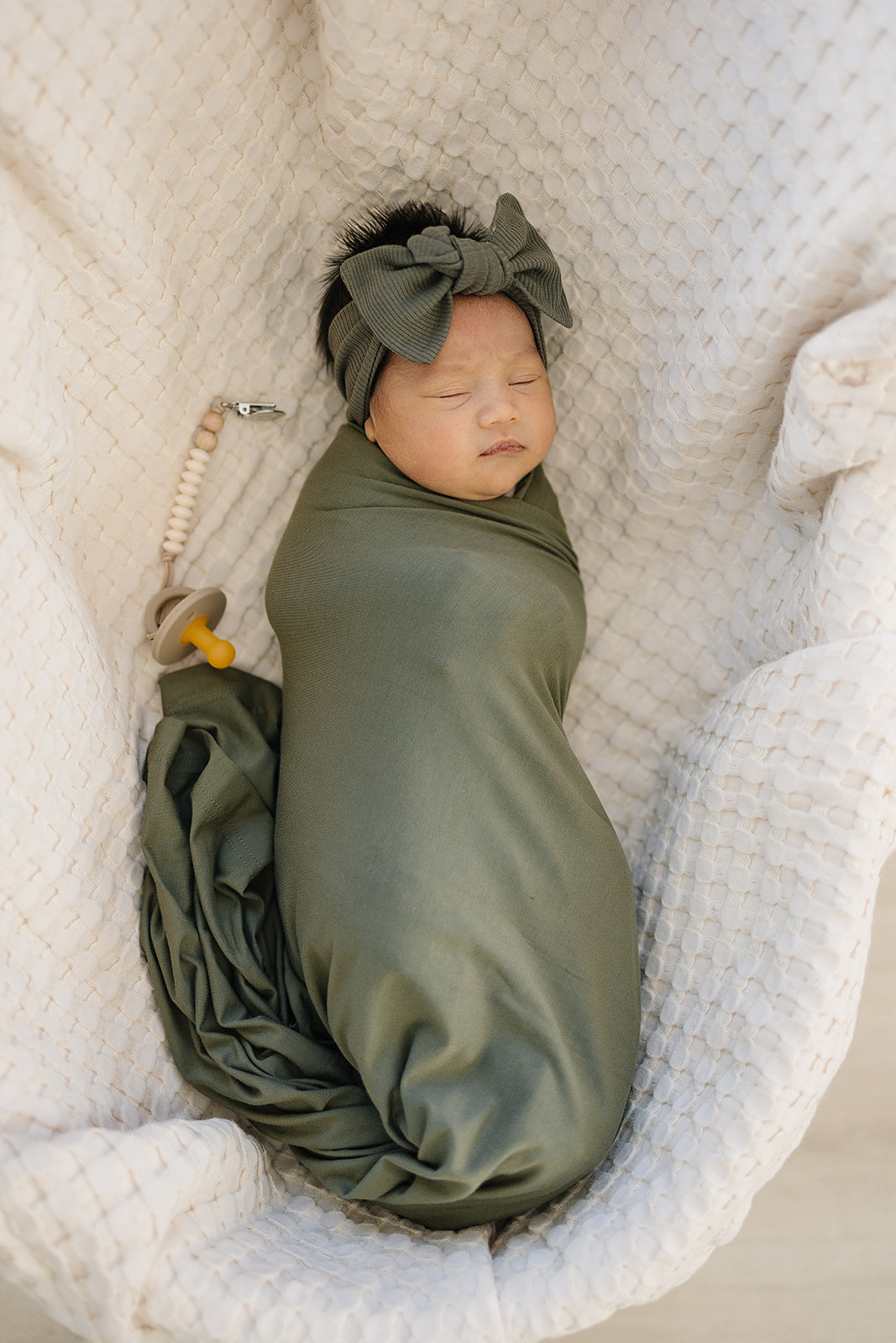 Winter Green Organic Cotton Ribbed Head Wrap- 95% Organic Cotton