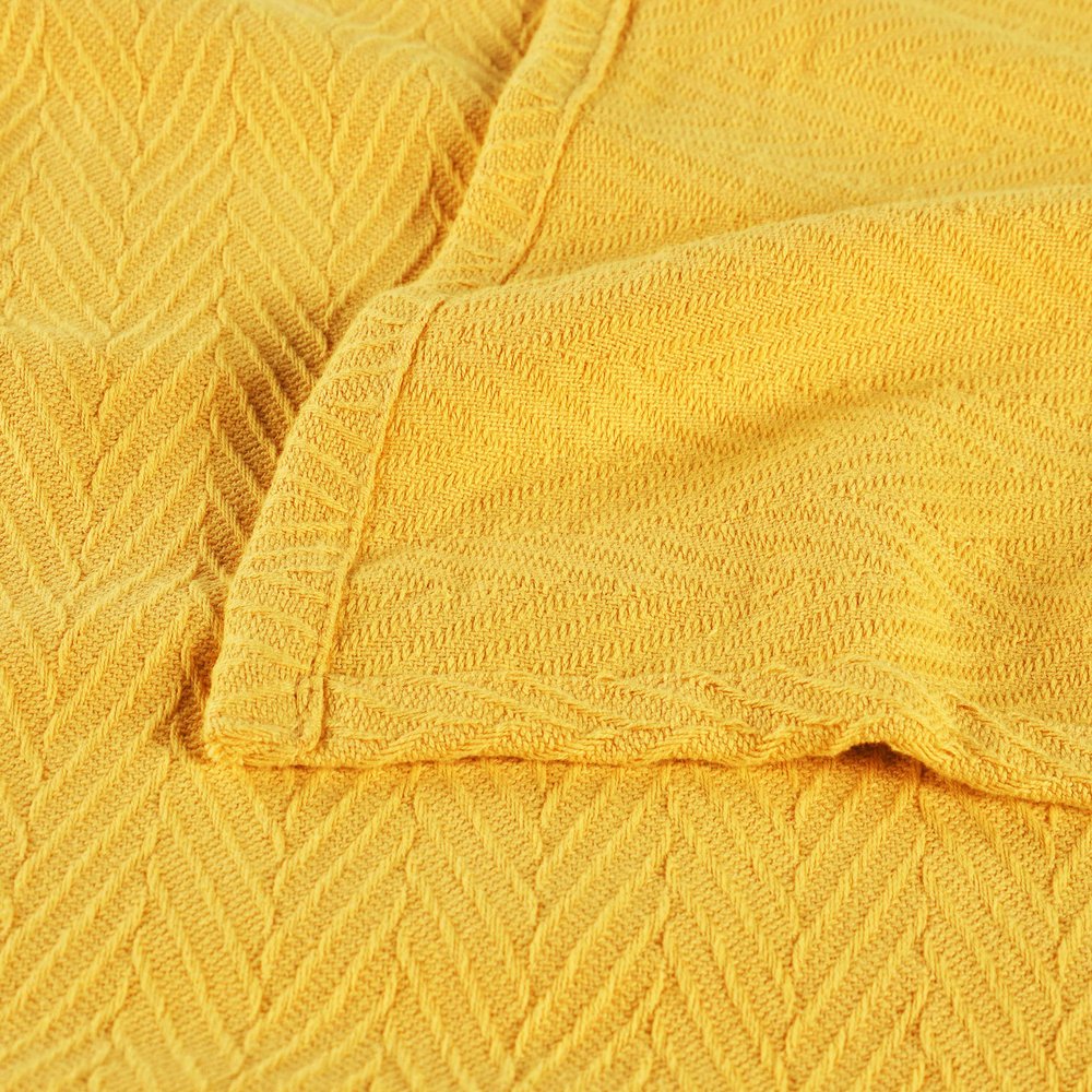 King Gold Cotton Woven Chevron Blanket