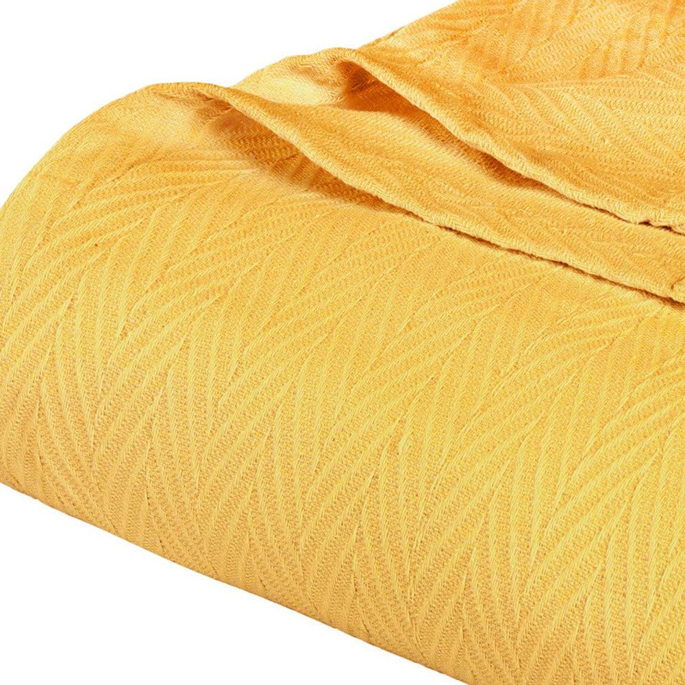King Gold Cotton Woven Chevron Blanket