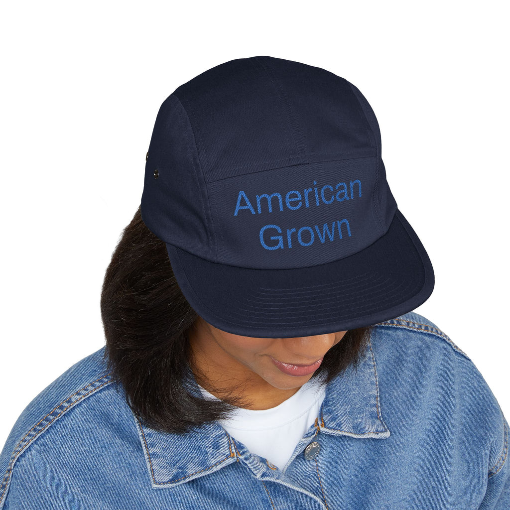American Grown 5 Panel Cap, Embroidered Cap 100% Cotton