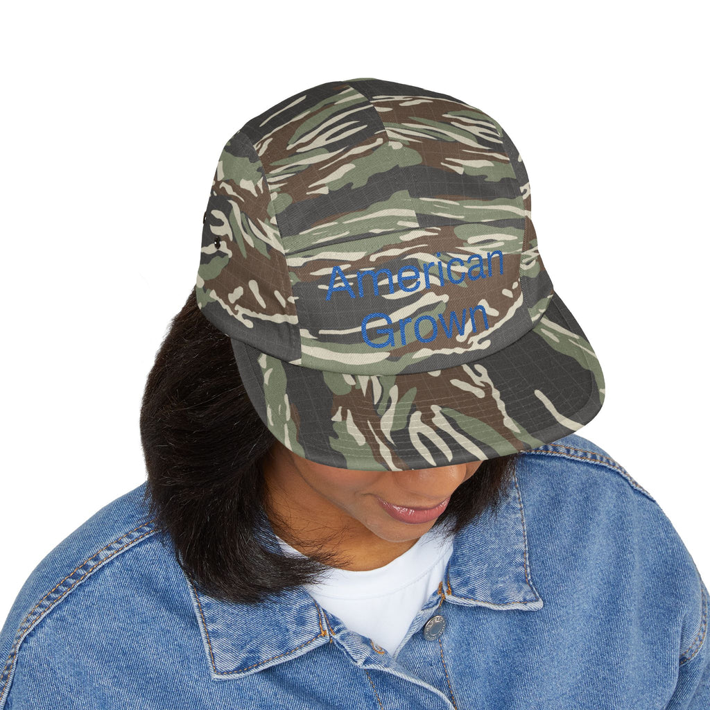 American Grown 5 Panel Cap, Embroidered Cap 100% Cotton