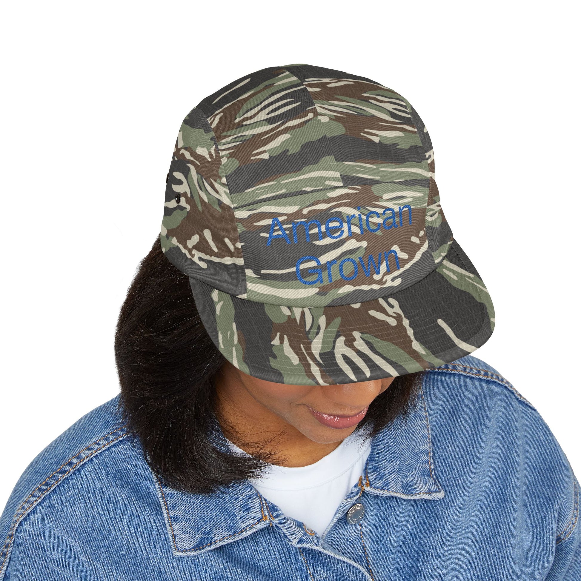 American Grown 5 Panel Cap, Embroidered Cap 100% Cotton