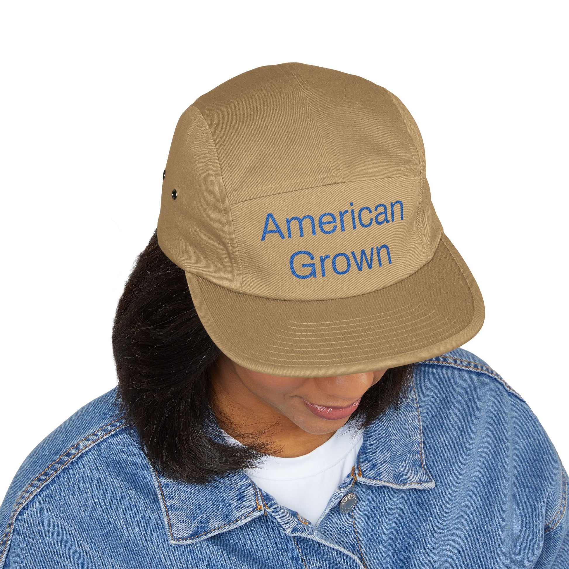 American Grown 5 Panel Cap, Embroidered Cap 100% Cotton
