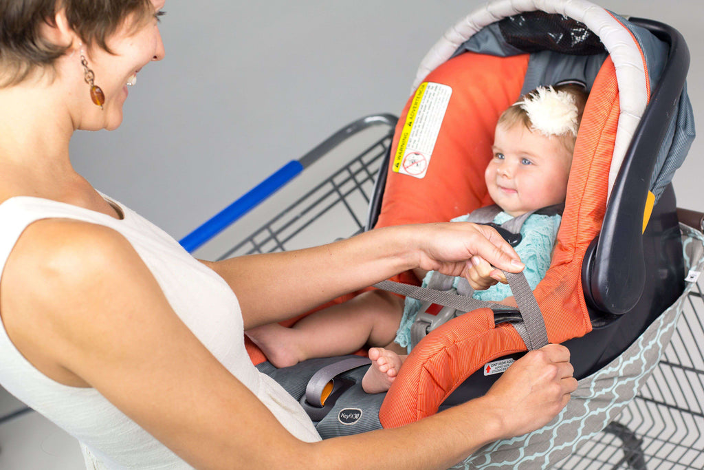 Baby Shopping Cart Hammock | Gray/Aqua - 97% cotton
