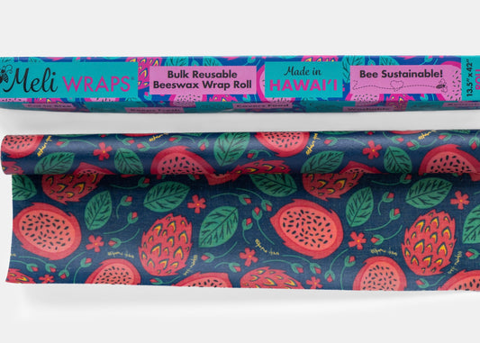 Beeswax Wrap Bulk Roll - Dragonfruit Print - The Peony Haus