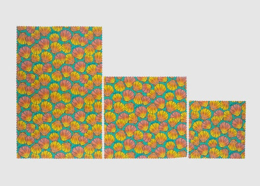 Beeswax Food Wrap - Sunrise Shell Print - The Peony Haus