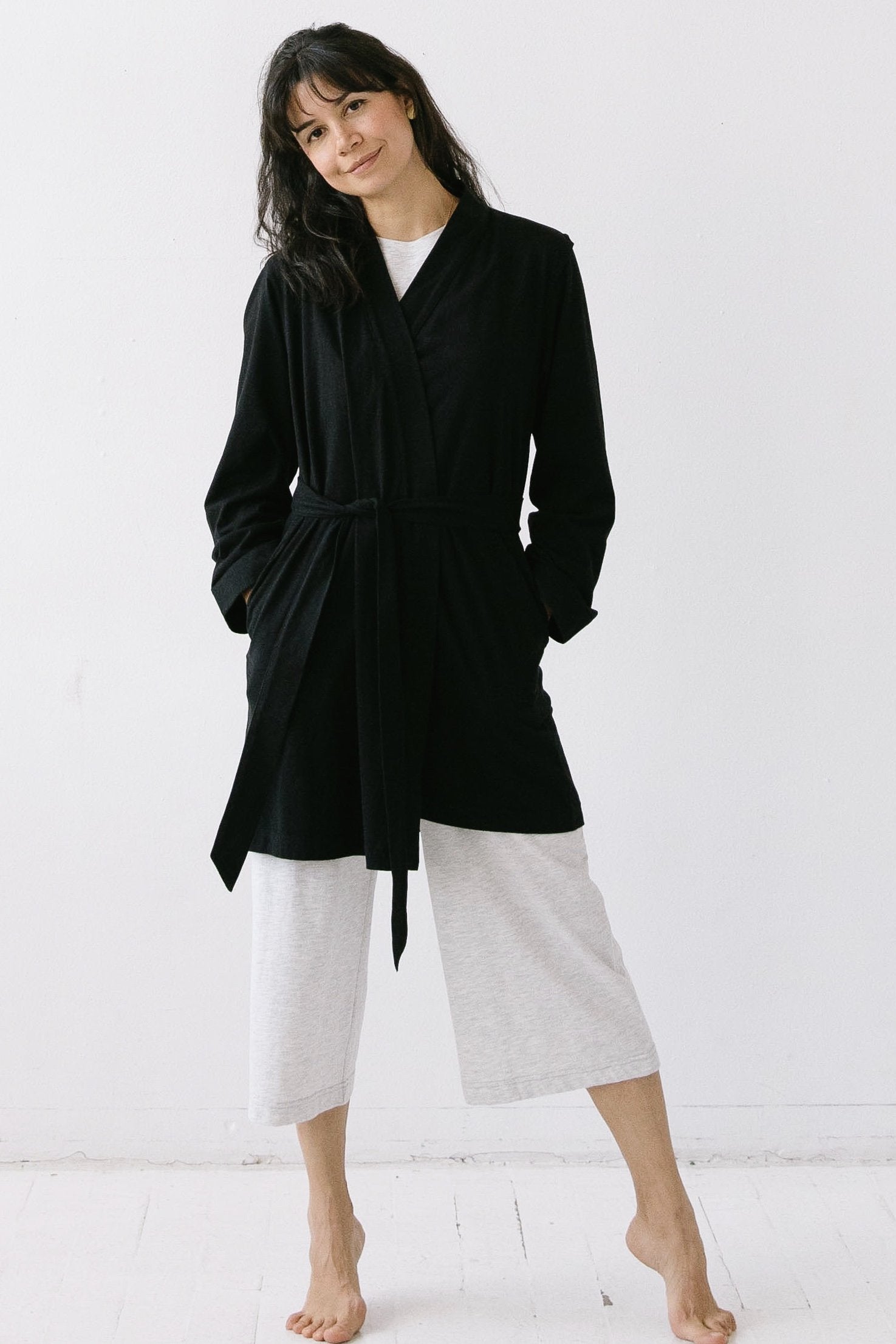 Short Travel Robe in Pima Cotton | The Peony Haus