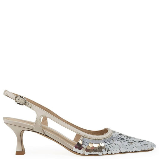 Roberto Festa Silver Sequence Snip Slingback Heel