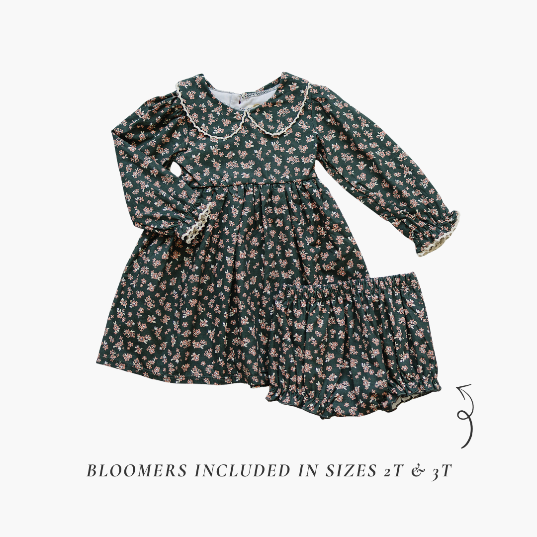 Olive Bloom Dress - 95% Cotton