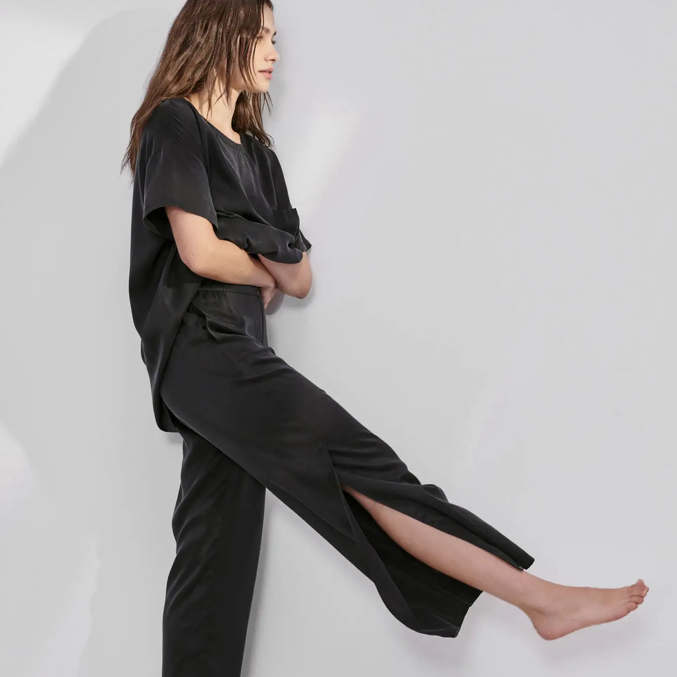 Washable Silk Tee Pant Set - The Peony Haus