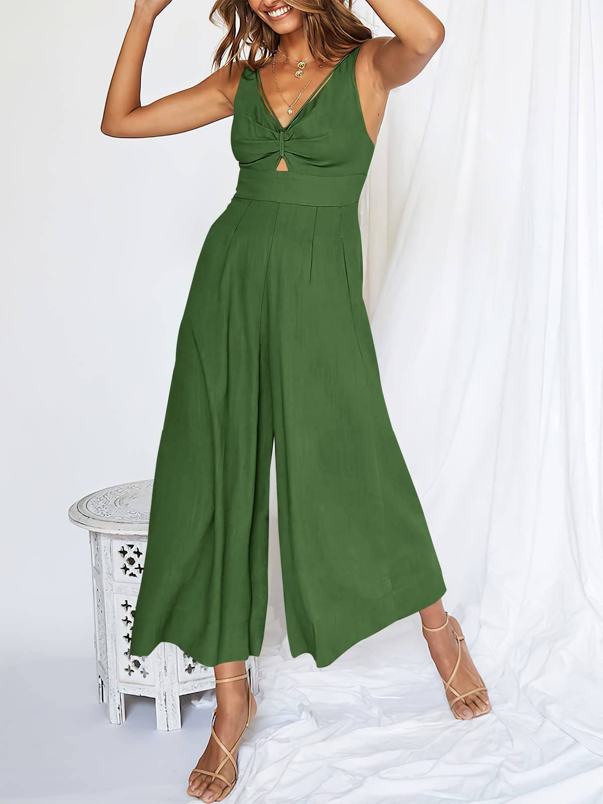 Ladies String Shoulder Overall Sleeveless Jumpsuit