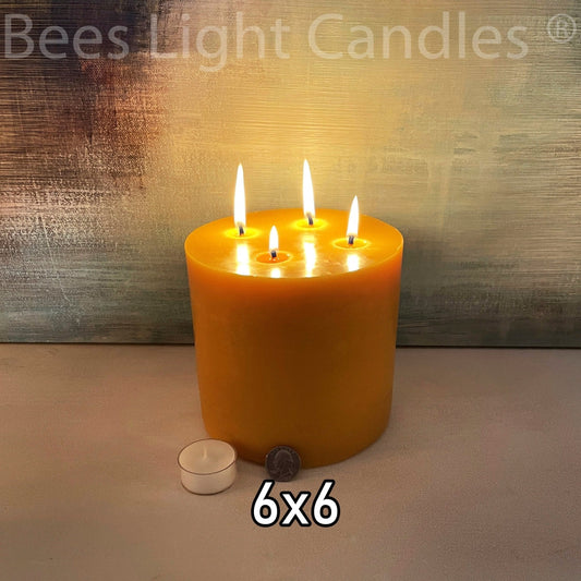 6x6" Beeswax Pillar Candle