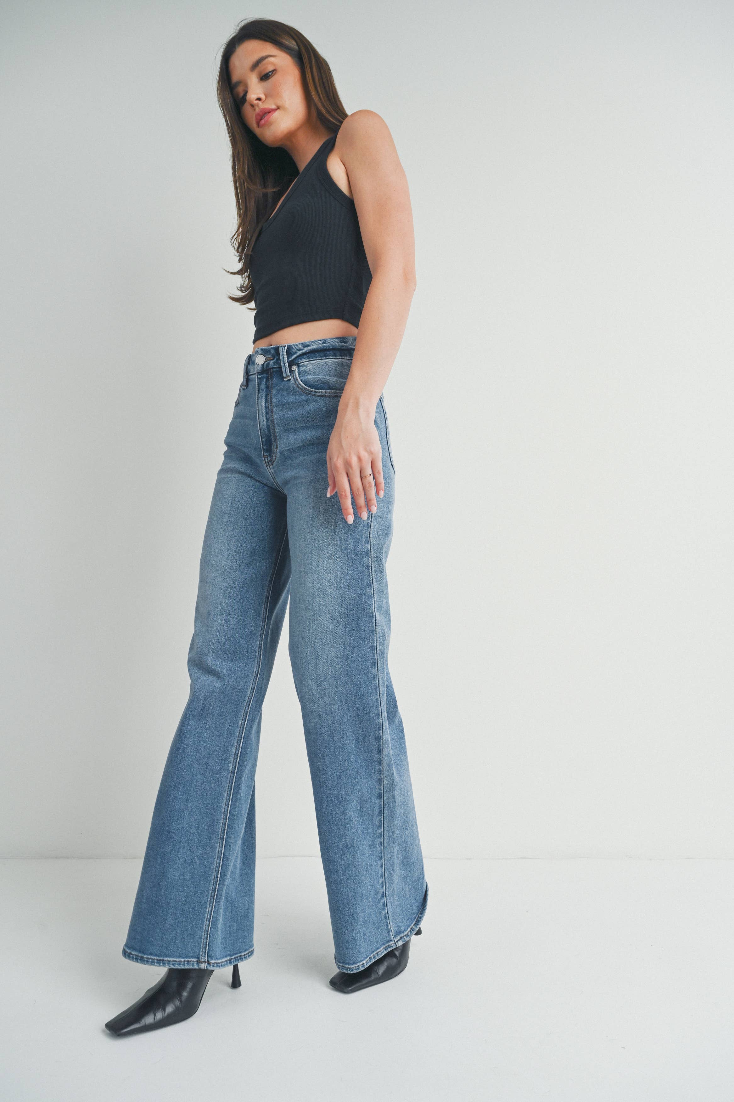 JBD HR Palazzo Wide Leg Jean - 93% Cotton