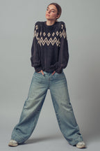 Nordic Jacquard Cotton Raglan Sweater