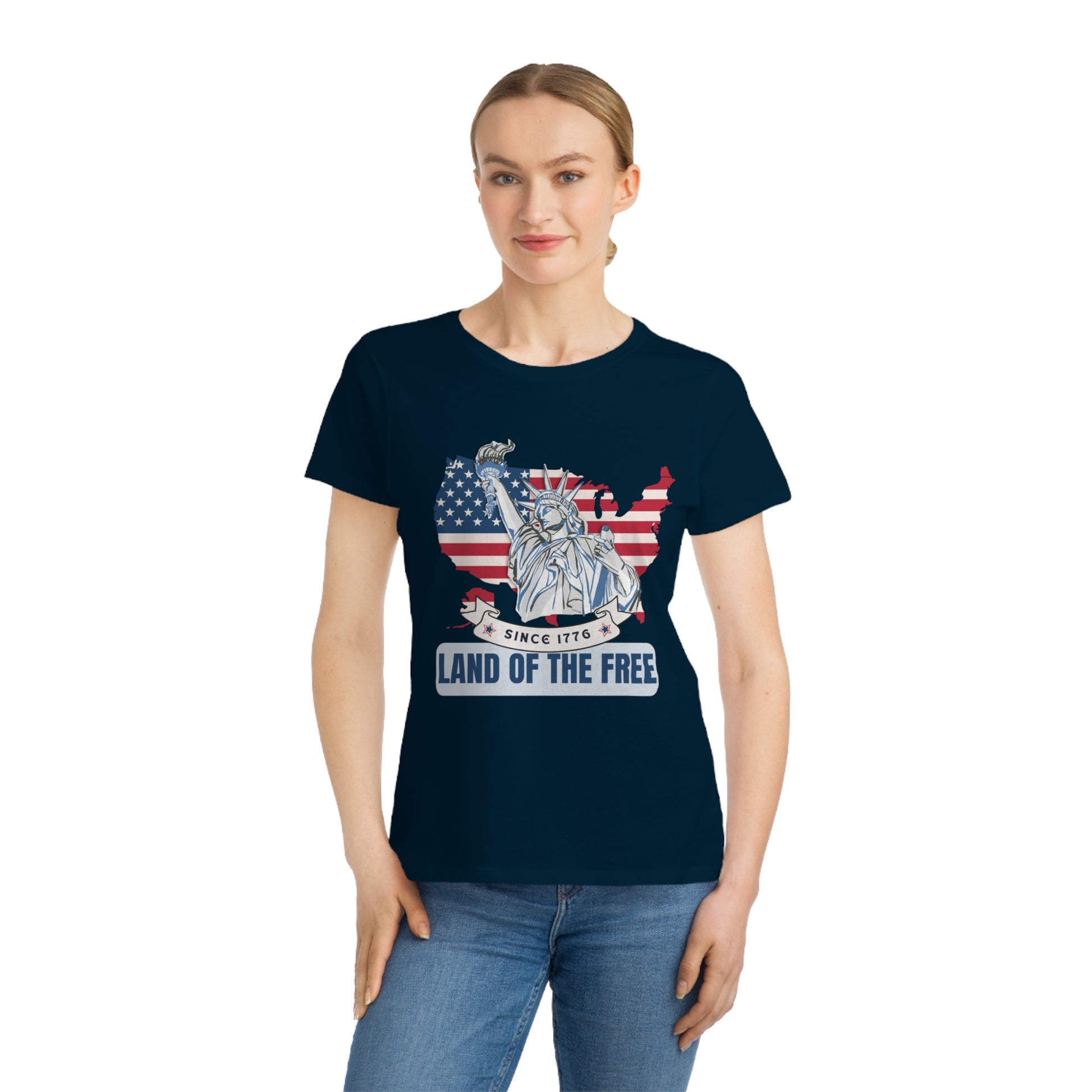 Organic Women's T-Shirt - Land of the Free - The Peony Haus