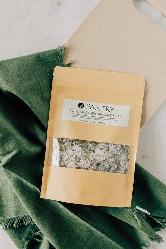 Soul Soother Sea Salt Soak - A Botanical + Herbal Epsom Salt Bath Salt - The Peony Haus