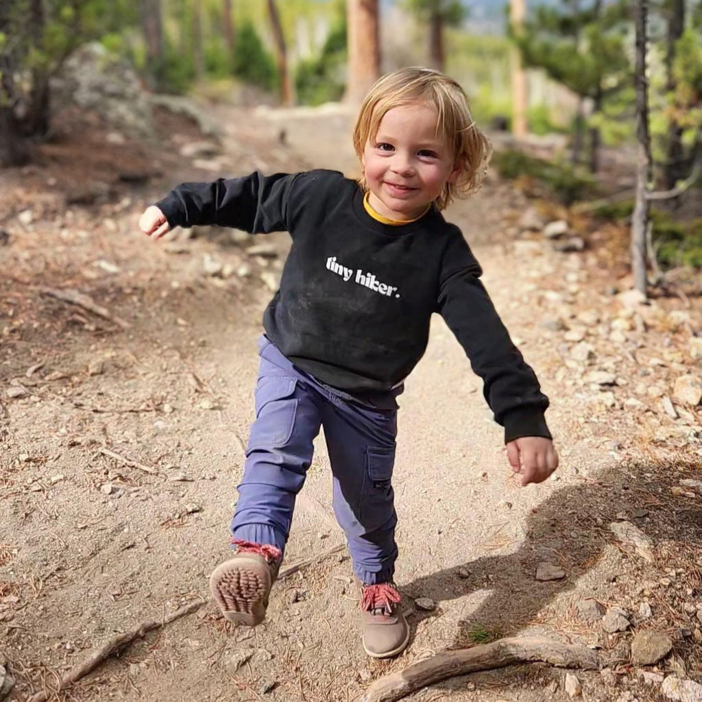 Kid's Organic Pullover in Black, Choose your adventure - 95% Cotton