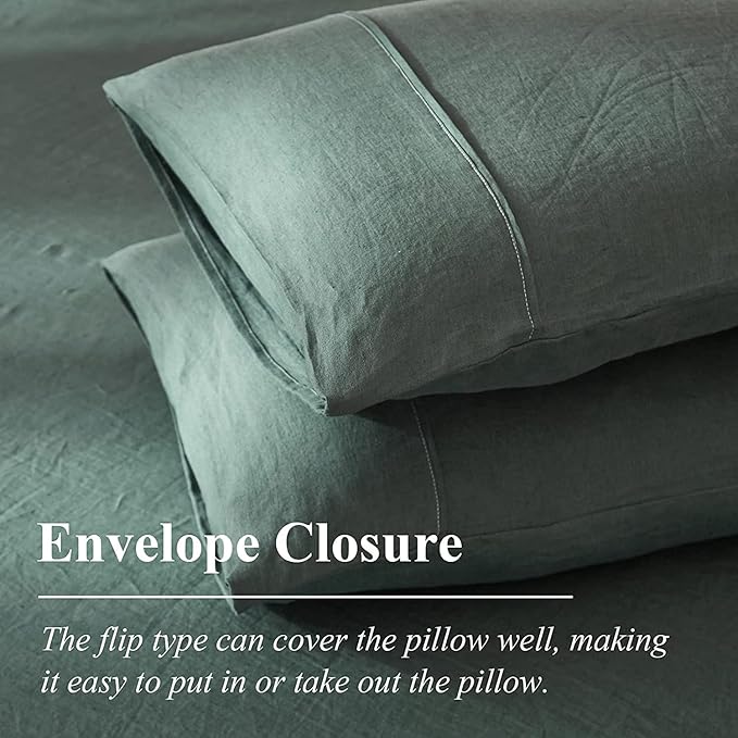100% Pure Washed French Flax Linen Duvet Cover Set - Queen