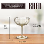 Flower Coupe Cocktail Glasses | Set of 4 | Bright Colors