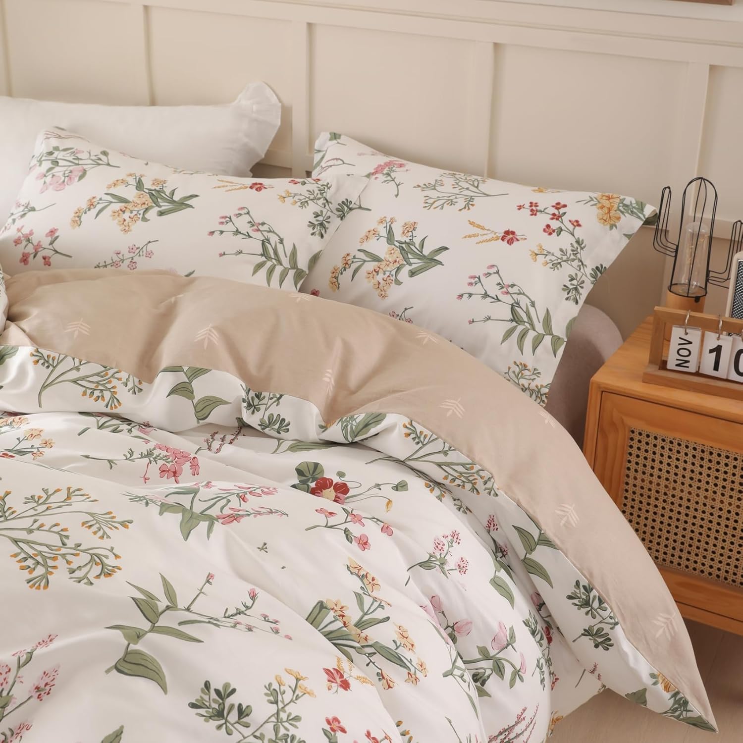 100% Cotton King Size Floral Duvet Cover 3-PC Set