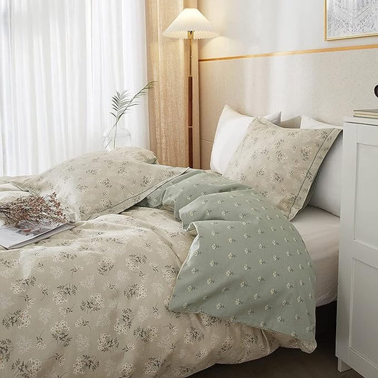 Boho Cotton Floral Twin Duvet Cover Bedding Set - The Peony Haus