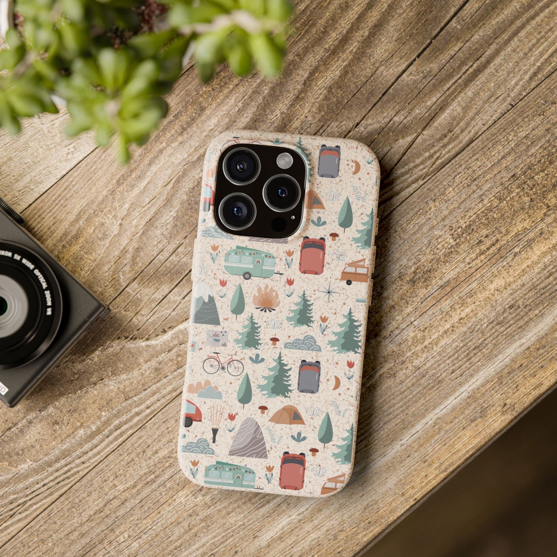Plant based, biodegradable phone cover - Happy Camper - The Peony Haus