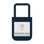Organic Canvas Tote Bag with Floriography Peony Design by The Peony Haus - The Peony Haus