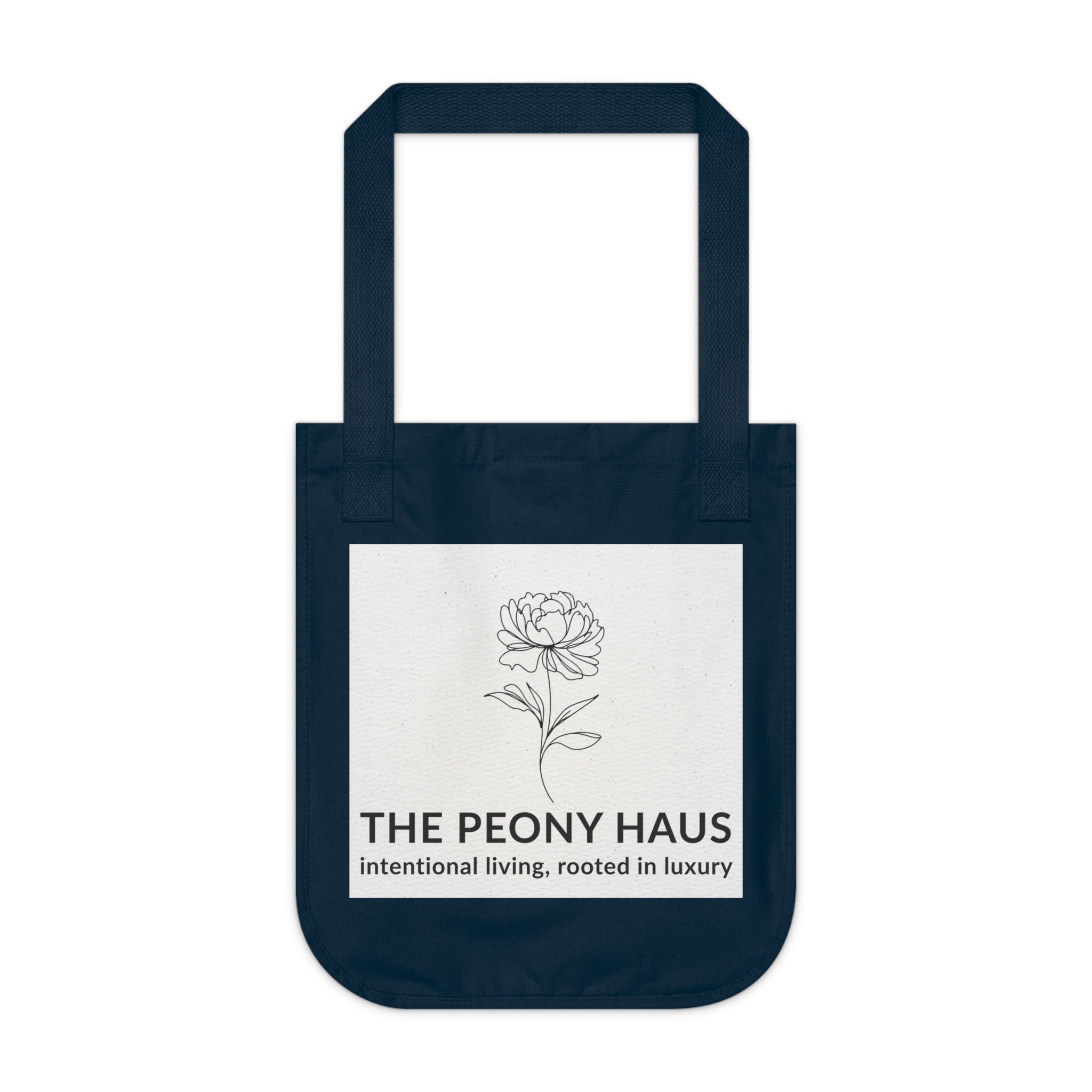Organic Canvas Tote Bag with Floriography Peony Design by The Peony Haus - The Peony Haus