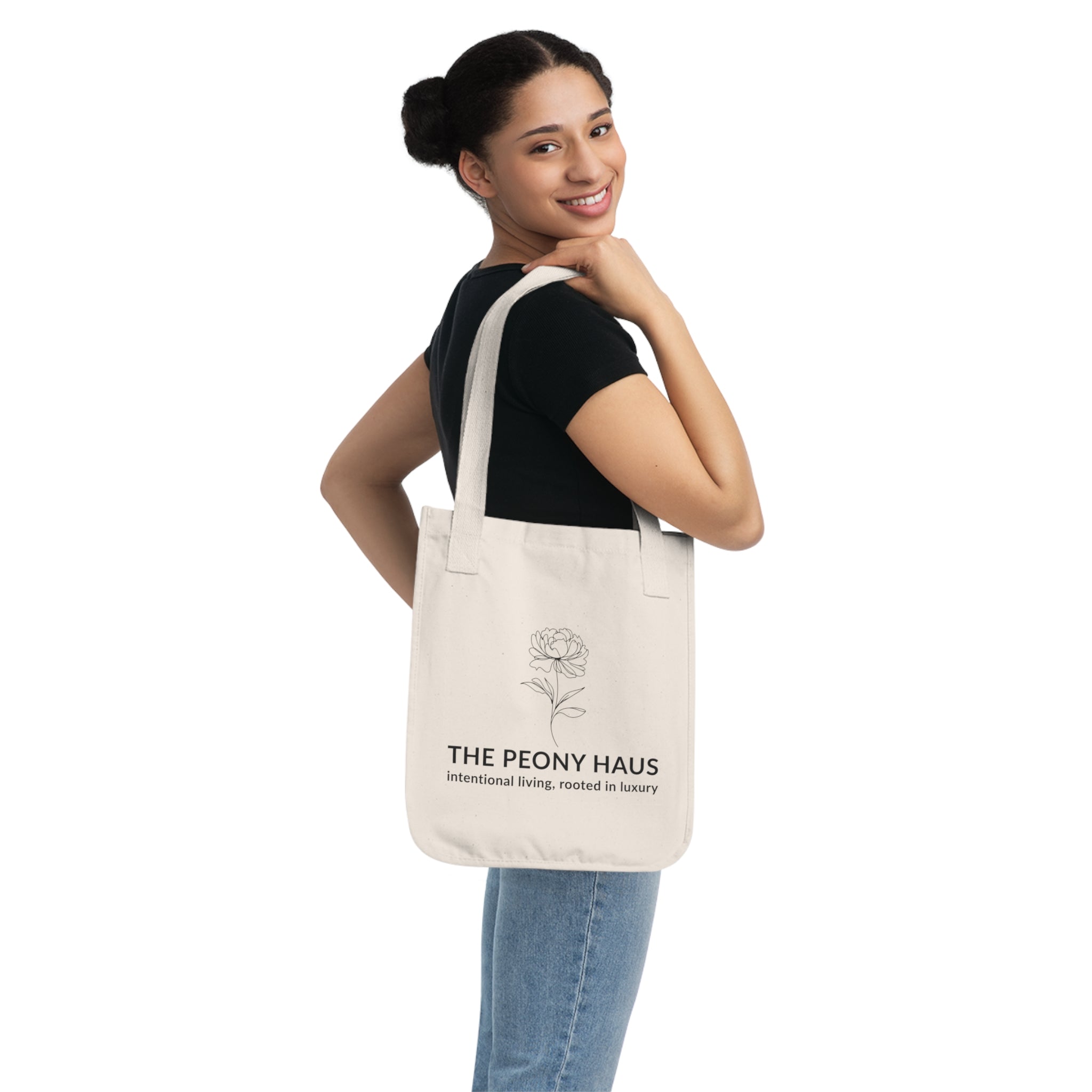Elegant Organic Canvas Tote Bag for Eco-Friendly Living - by The Peony Haus