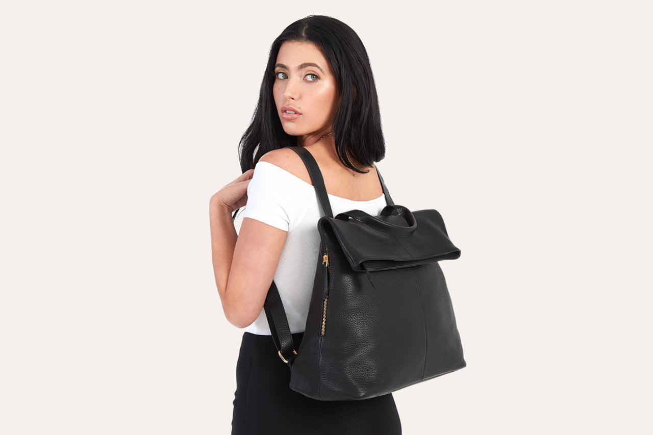 Fold N Go leather backpack - The Peony Haus