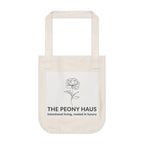 Organic Canvas Tote Bag with Floriography Peony Design by The Peony Haus - The Peony Haus