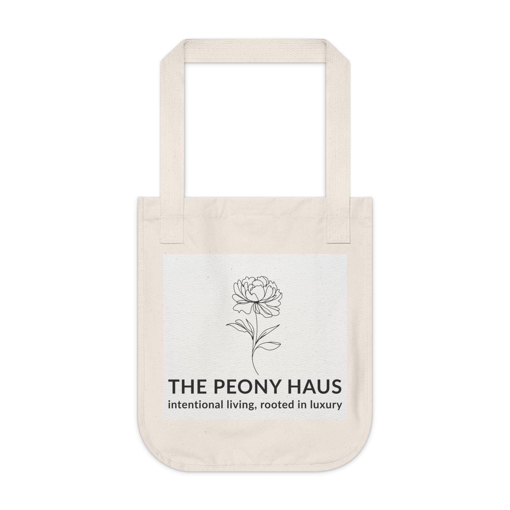 Organic Canvas Tote Bag with Floriography Peony Design by The Peony Haus - The Peony Haus