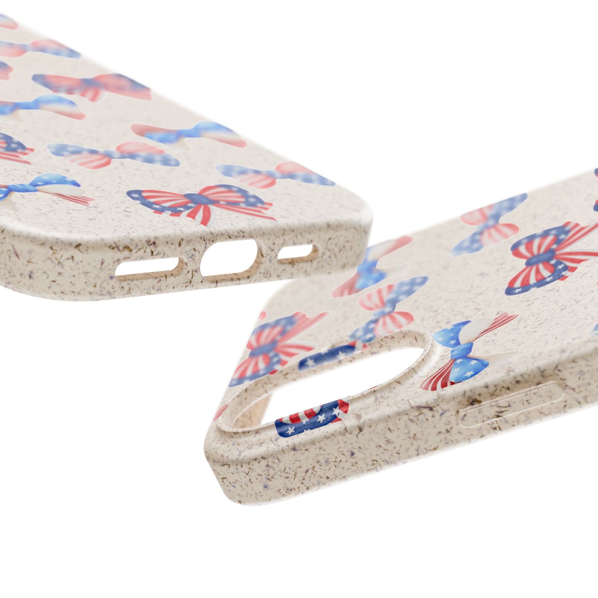 Red, White & Blue Bow Phone Case, Eco-Friendly Cell Phone Cover, Patriotic Biodegradable Case, USA Independence Day Gift, Summer Celebration - The Peony Haus