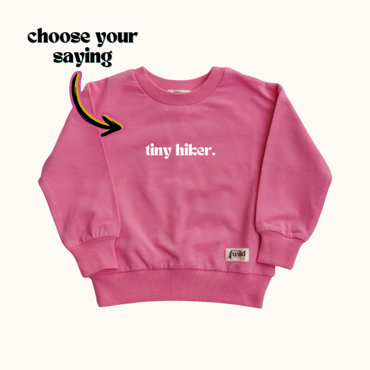 Kid's Organic Pullover in Pink, choose your adventure - 95% Cotton