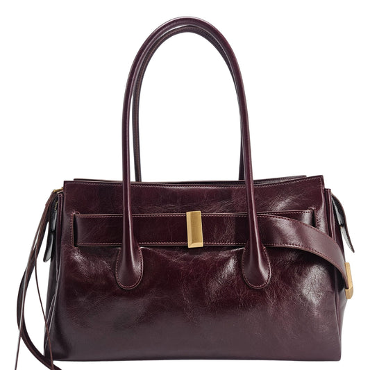 Emeralda Burgundy Leather Shoulder Bag