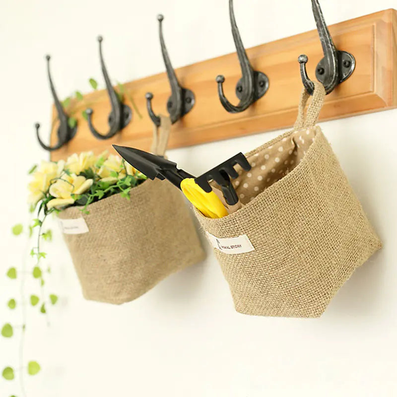 Cotton Linen Flower Pot Hanging Storage Bag
