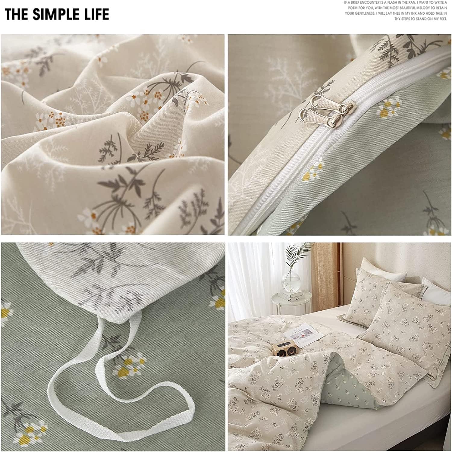 Boho Cotton Floral Twin Duvet Cover Bedding Set