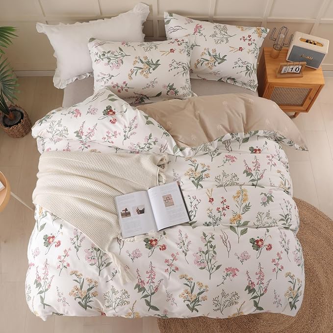100% Cotton King Size Floral Duvet Cover 3-PC Set