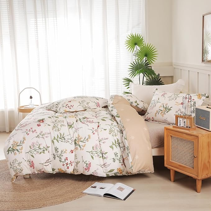 100% Cotton King Size Floral Duvet Cover 3-PC Set