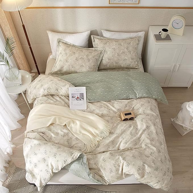 Boho Cotton Floral Twin Duvet Cover Bedding Set
