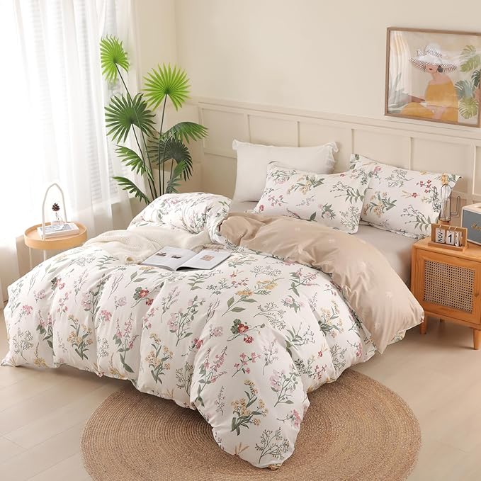 100% Cotton King Size Floral Duvet Cover 3-PC Set