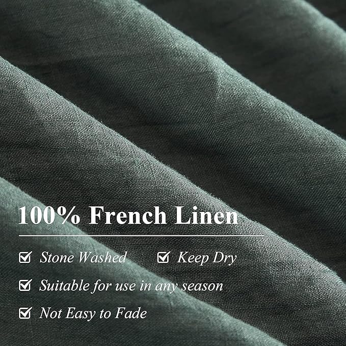 100% Pure Washed French Flax Linen Duvet Cover Set - Queen
