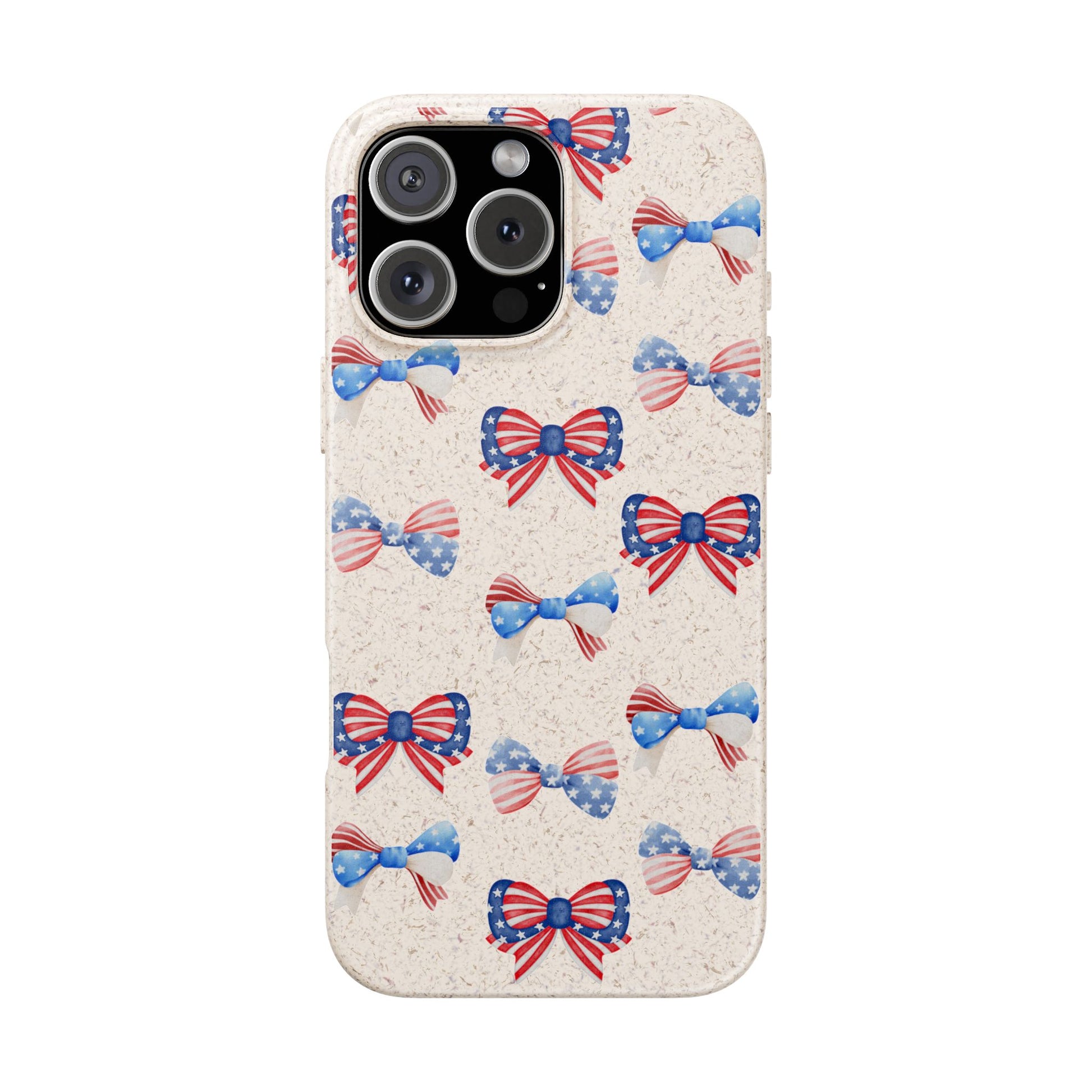 Red, White & Blue Bow Phone Case, Eco-Friendly Cell Phone Cover, Patriotic Biodegradable Case, USA Independence Day Gift, Summer Celebration - The Peony Haus