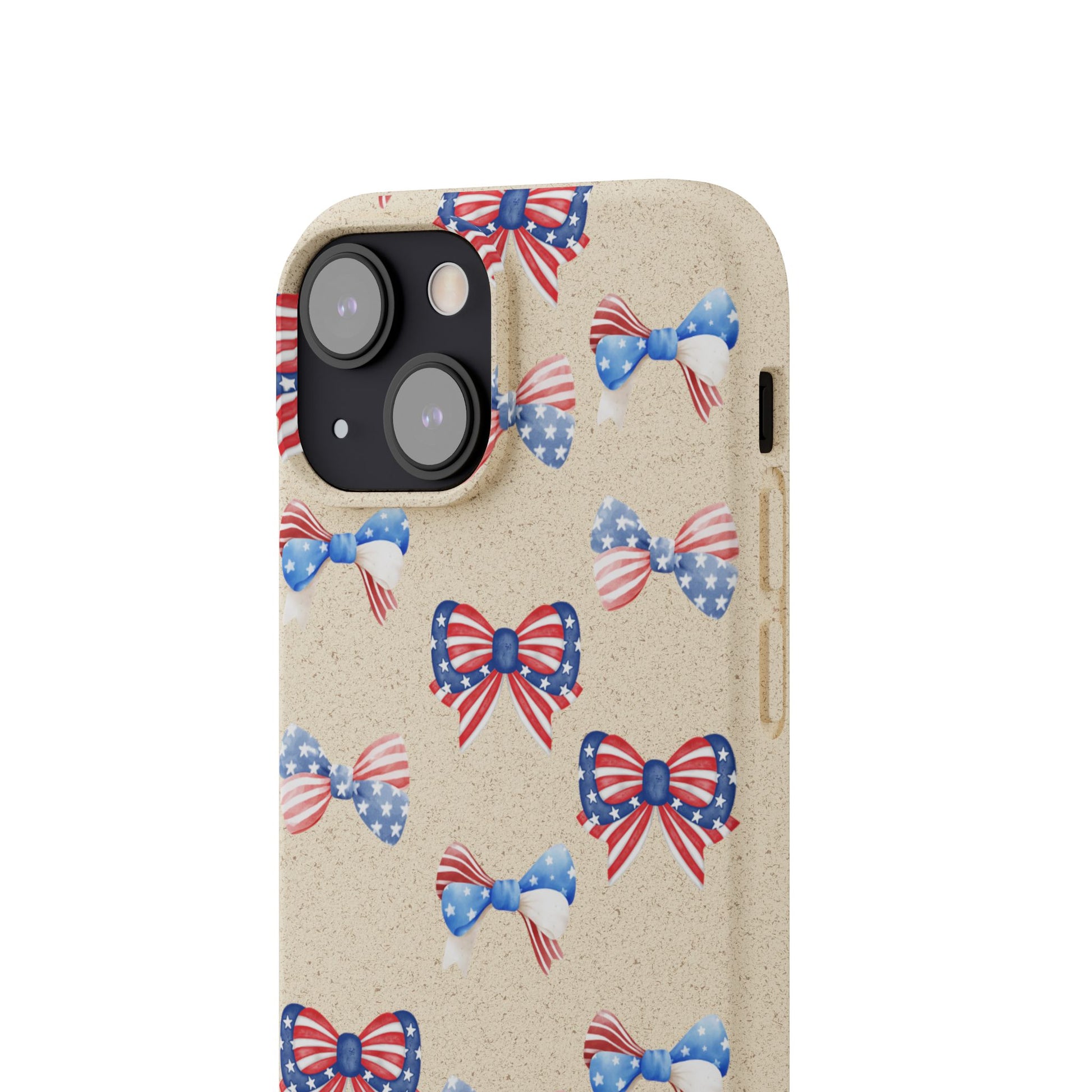 Red, White & Blue Bow Phone Case, Eco-Friendly Cell Phone Cover, Patriotic Biodegradable Case, USA Independence Day Gift, Summer Celebration - The Peony Haus