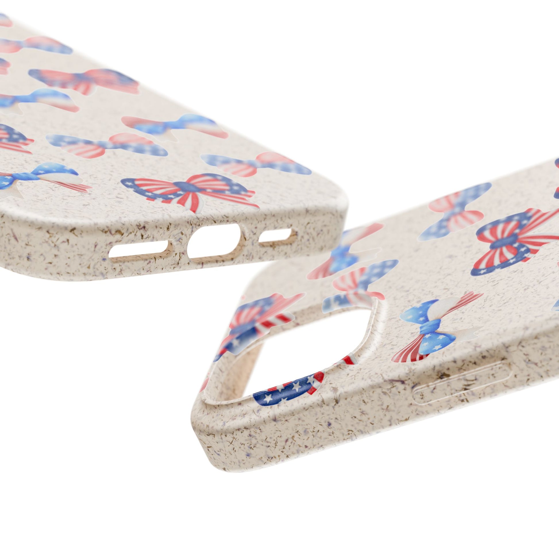 Red, White & Blue Bow Phone Case, Eco-Friendly Cell Phone Cover, Patriotic Biodegradable Case, USA Independence Day Gift, Summer Celebration - The Peony Haus