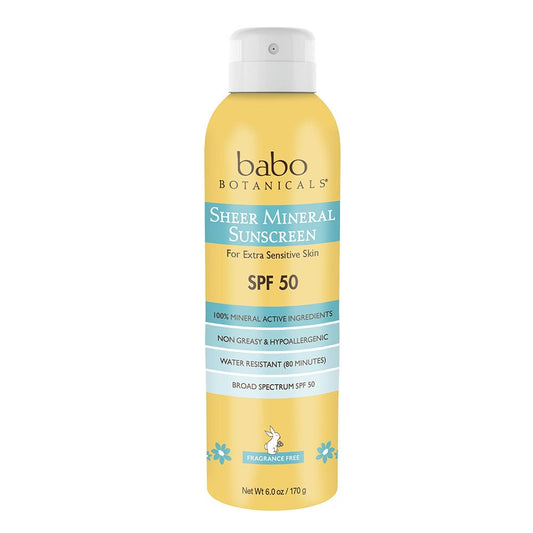 Babo Botanicals Sheer Mineral Spray Sunscreen SPF 50, 6 oz.
