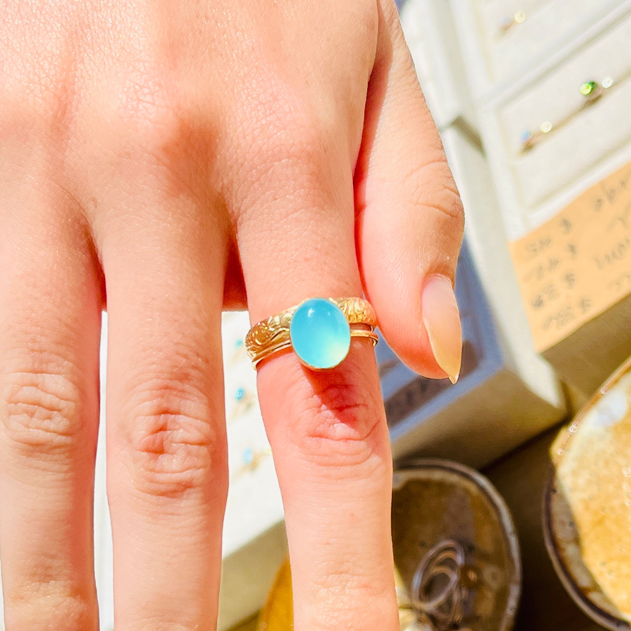 AQUA CHALCEDONY RING