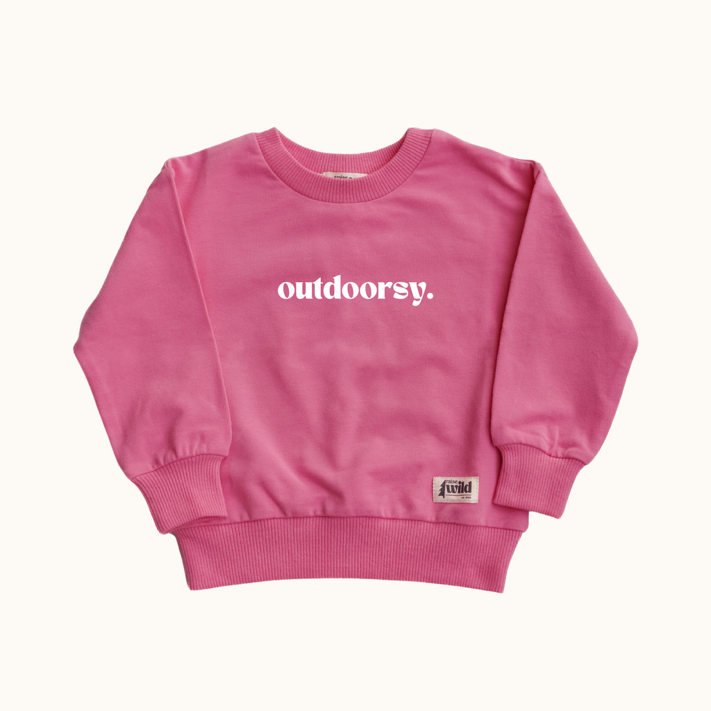 Kid's Organic Pullover in Pink, choose your adventure - 95% Cotton
